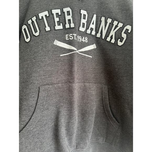Outer Banks Gray Sweatshirt w/ neckline drawstring, front pockets, hood -Size: L - Picture 3 of 5